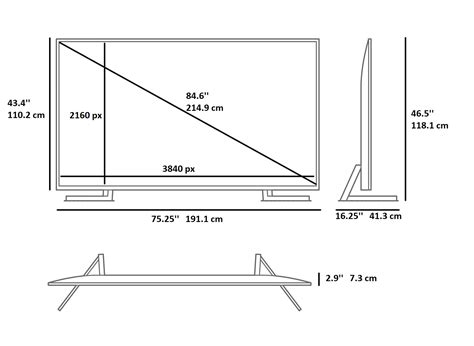 Samsung Flat Screen Tv Dimensions Chart