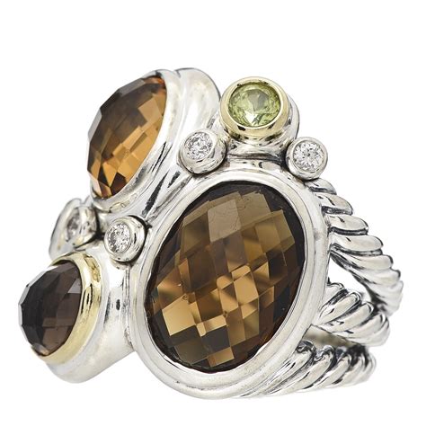 DAVID YURMAN Sterling Silver 18K Yellow Gold Diamond Peridot Garnet ...