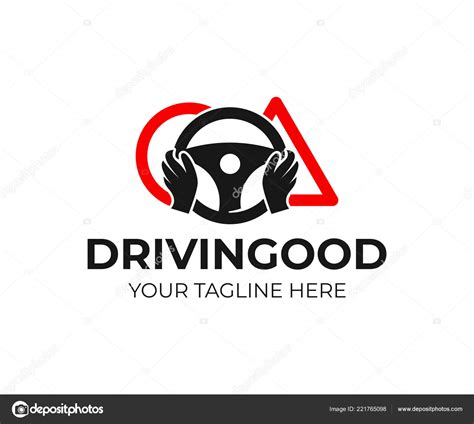 Driving School Hands Wheel Road Signs Logo Design Training Vehicle Stock Vector Image by ...