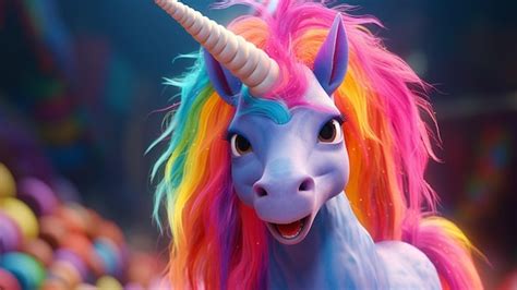 Premium AI Image | An unicorn with a rainbow hair