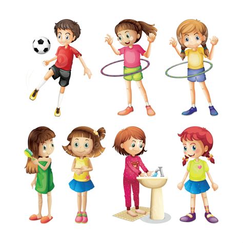 Joyful Children Cartoon Set Vector Art, Happiness, Children, Art PNG and Vector with Transparent ...