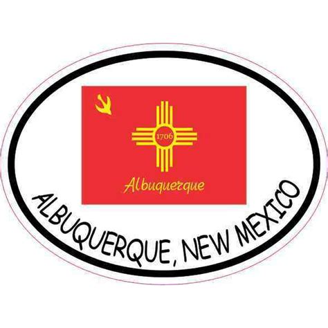 4 x 3 Oval Albuquerque New Mexico Flag Sticker Vinyl Car Luggage ...