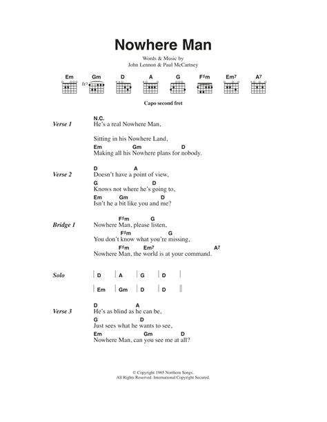 Nowhere Man by The Beatles - Guitar Chords/Lyrics - Guitar Instructor