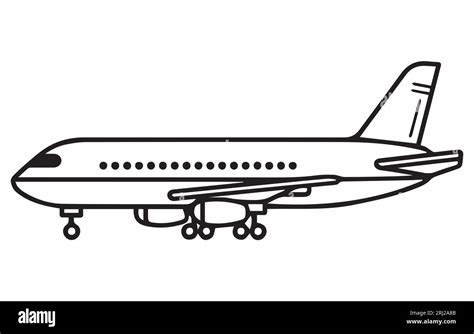 Airliner. Editable outline sketch of airplane. Stock vector illustration, Outline drawing plane ...