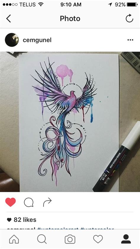 Beautiful watercolor tattoo of a Phoenix, rising from ashes. Instragam ...