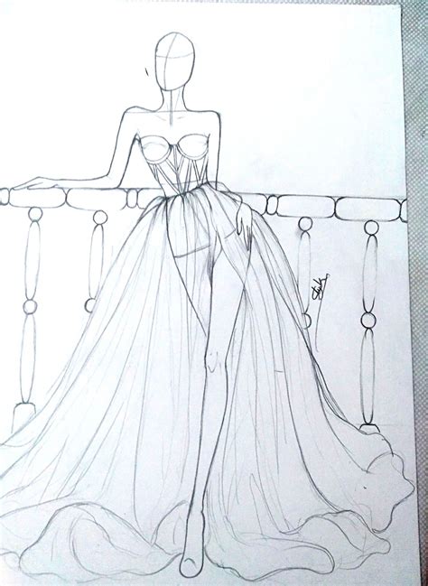 Fashion illustration model poses drawing | fashion gown sketching | f ...