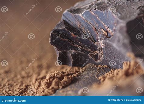 Dark Chocolate, Cocoa Solids and Cocoa Powder Over Wooden Background Stock Image - Image of ...