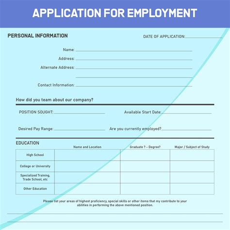 Blank Job Application Template Database