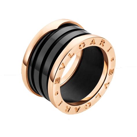 Bulgari Jewelry B.Zero1 18k Rose Gold/Black Ceramic 4 Band Ring AN855563