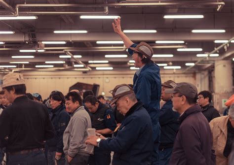 Auction at the Tokyo fish market : r/pics