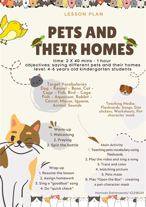 LESSON PLAN - Pets and Their Homes Lesson Plans - ELL'S CLASS