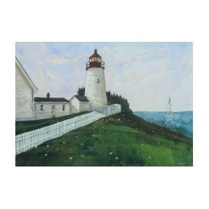 Lighthouse Calm Painting by Robert Harrington - Fine Art America