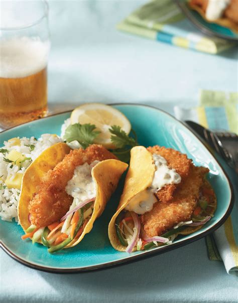 Crispy Fish Tacos with Apple Slaw & Lemony Tartar Sauce Recipe