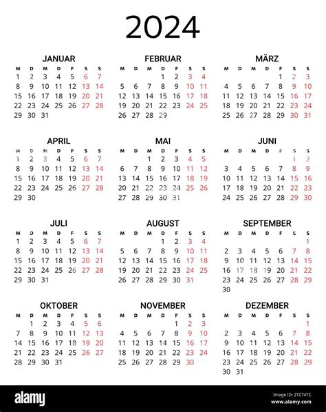 2024 german calendar. Printable, editable vector illustration for ...