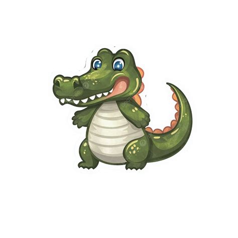 Cute Alligator Sticker In Cartoon Style, Alligator, Sticker, Cartoon PNG Transparent Image and ...