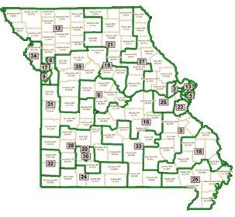 Missouri State Senate District Map - Printable Map