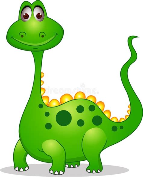 Cute Green Dinosaur Cartoon Stock Vector - Illustration of background ...