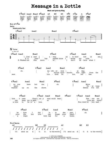 Message In A Bottle by The Police - Guitar Lead Sheet - Guitar Instructor