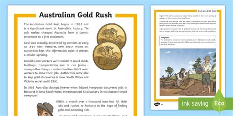 Gold Rush Differentiated Fact File-Australia (teacher made)