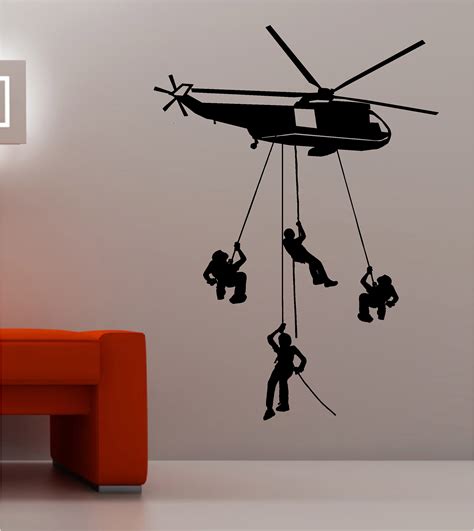 ARMY TROOPS HELICOPTER wall art quote sticker vinyl KIDS BEDROOM ...