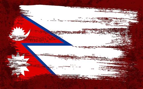 Flag of Nepal, grunge flags, Asian countries, national symbols, brush ...