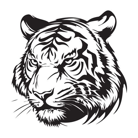 Tiger Face, Silhouettes Tiger Face SVG, black and white Tiger vector 22666024 Vector Art at Vecteezy