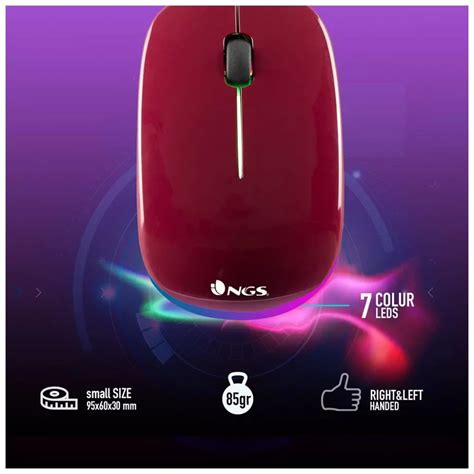 NGS Addict Maroon Optical Wired mouse 1000Dpi Led lighting Red - iPon ...