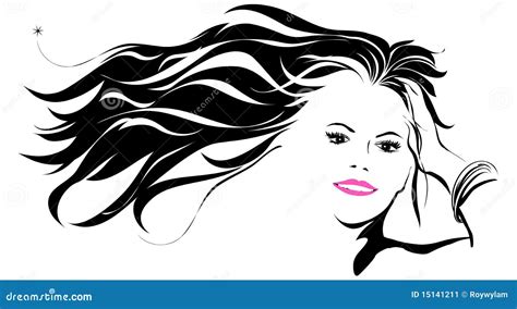 Women With Hair Blowing In The Wind Stock Vector - Illustration of ...