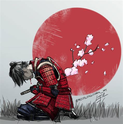 Download Samurai Doing Seppuku With Cherry Blossoms Wallpaper | Wallpapers.com