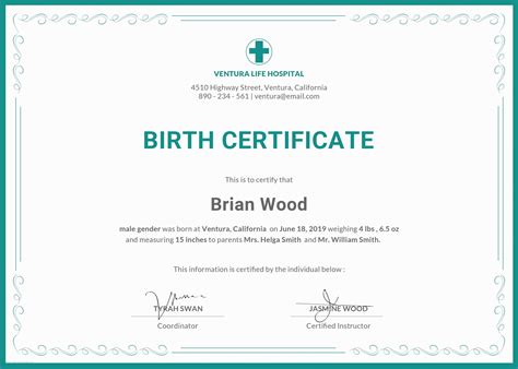 Browse Our Printable Hospital Birth Certificate Template | Birth ...