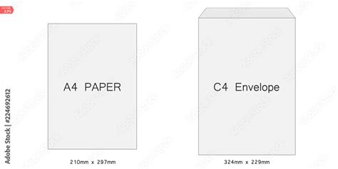 C4 blank mockup white letter paper envelope. Vector template of A4 C4, A5 C5, A3 C3 Stock Vector ...