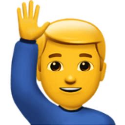 Man Raising Hand Emoji (U+1F64B, U+200D, U+2642, U+FE0F)