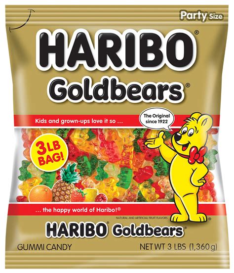 Buy HARIBO Gummi Candy, Original Goldbears Gummy Bears, 3 Pound Party ...