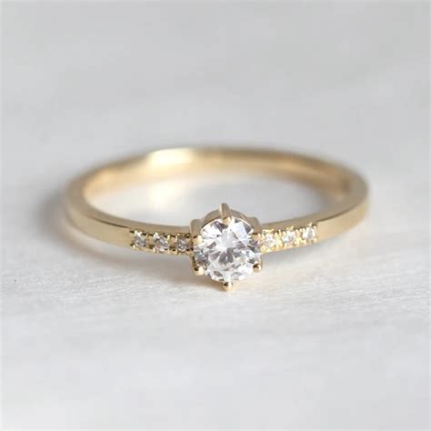 Ring For Women 0.1CTriund cut 18k solid yellow gold Diamond Jewelry ...