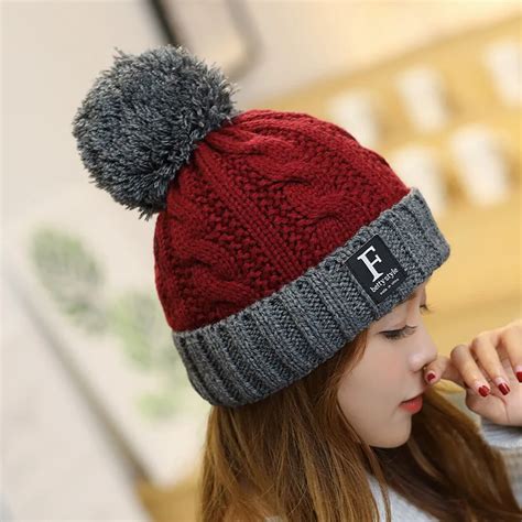 Aliexpress.com : Buy 2018 New Pom Poms Winter Hats for Women Fashion Letter Warm Hat Knitted ...