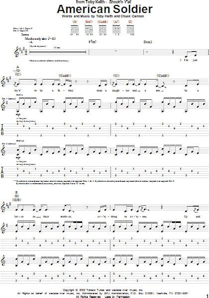 American Soldier - Guitar TAB | zZounds