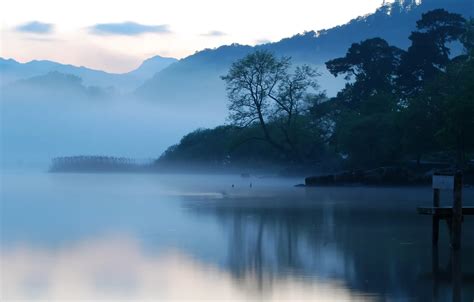 Wallpaper water, morning, fog, Lake images for desktop, section природа - download