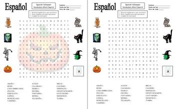 Spanish Halloween Word Search Puzzle and Image IDs - 22 Words! by Sue Summers