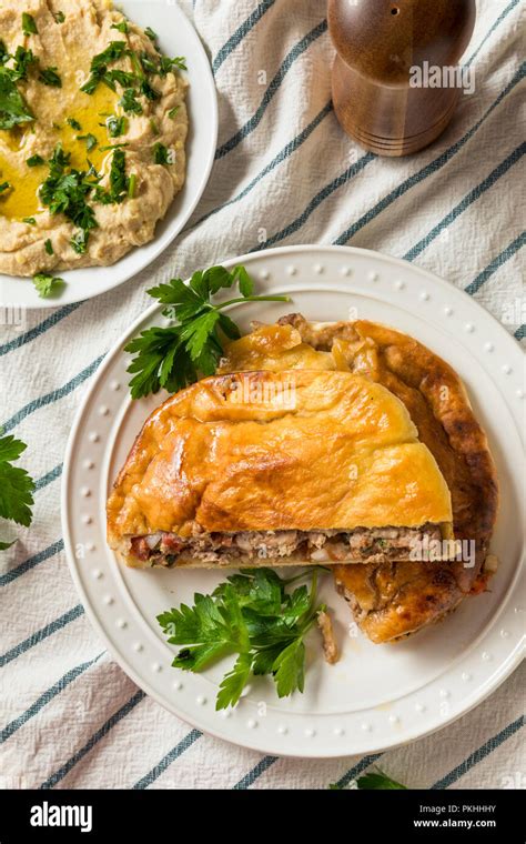 Homemade Lamb and Tomato Arayes Pita with Hummus Stock Photo - Alamy