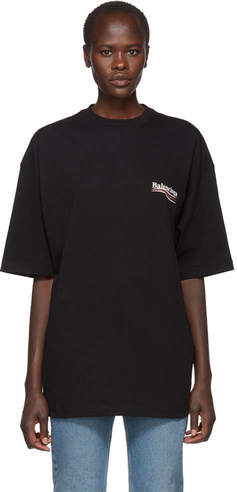 Balenciaga: Black Campaign Logo T-Shirt | SSENSE Canada