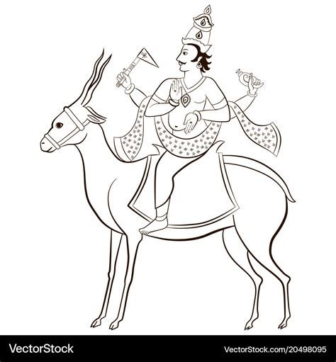 Hindu god vayu sitting Royalty Free Vector Image