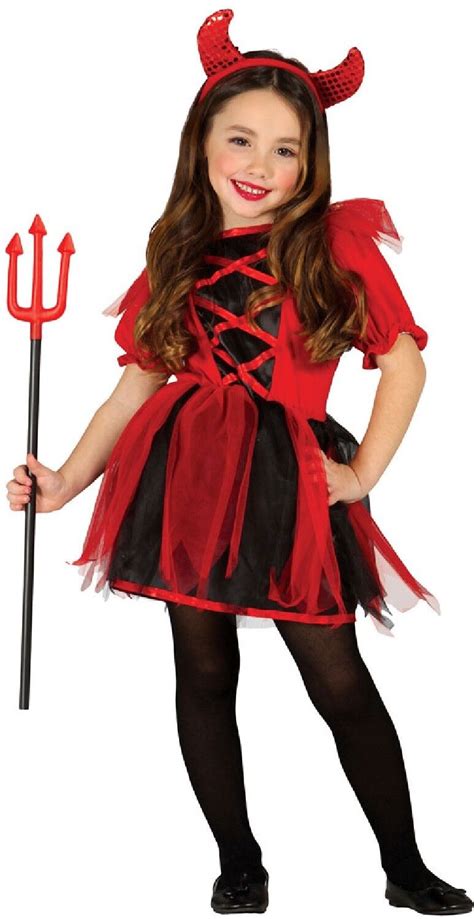 Girls Devil Tutu Red Black Demon Halloween Horror Fancy Dress Costume ...