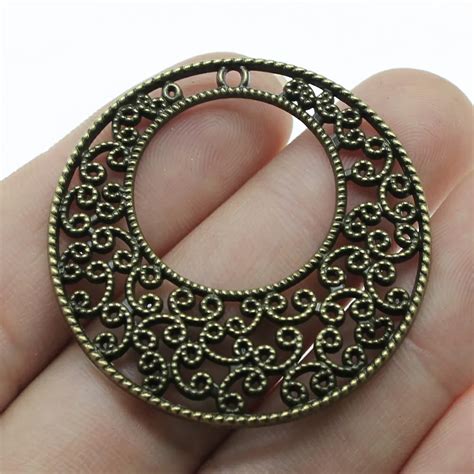 WYSIWYG 3pcs 41x41mm Vintage For Jewelry Making Antique Bronze Color Round Earrings Accessories ...