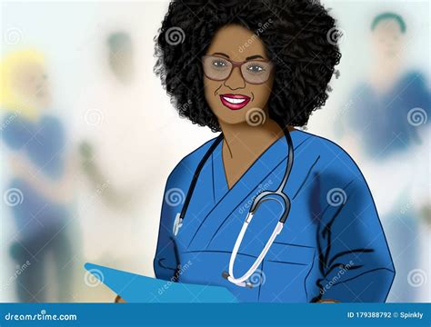 Black Woman Doctor or Nurse Stock Illustration - Illustration of connect, colour: 179388792