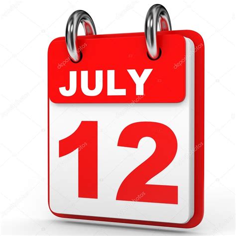 July 12. Calendar on white background. Stock Photo by ©iCreative3D 126520078