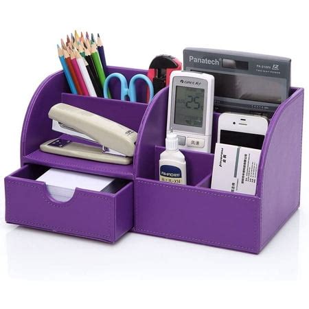 Office desk organizer organization system table organizer PU leather pen holder pen box pen ...