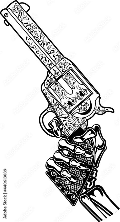 skeleton hand holding six shooter colt revolver Stock Vector | Adobe Stock