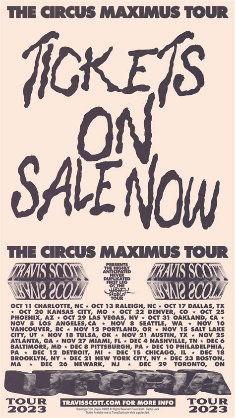 Travis Scott Utopia Circus Maximus Tour 2023 second show dates