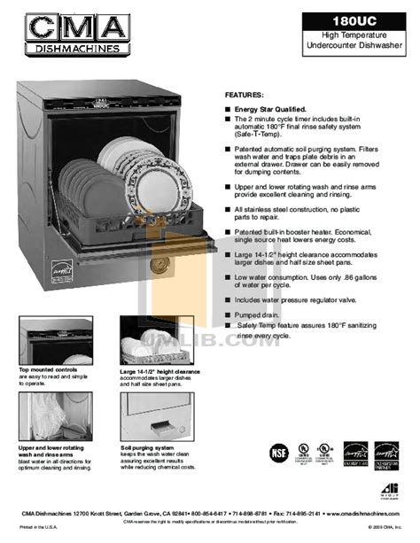 Download free pdf for Cma CMA-180UC Dishwasher manual