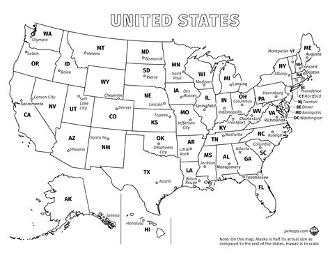 Printable Usa Map With Capitals